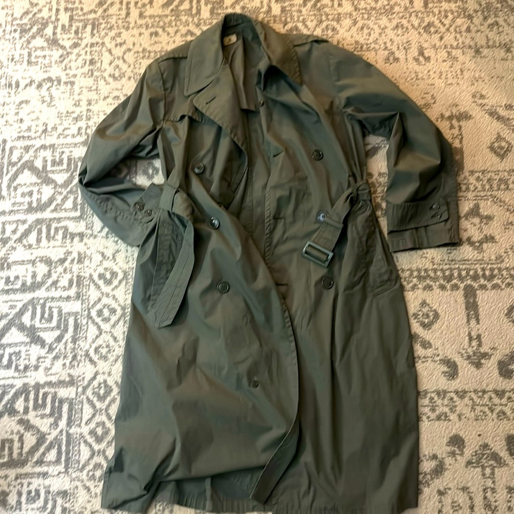 Vintage olive green trench coat
